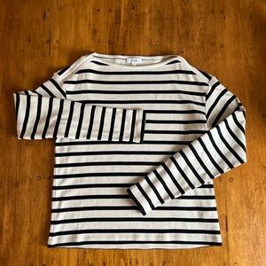 Cos Striped Boatneck Long-Sleeve Top - Black and Cream